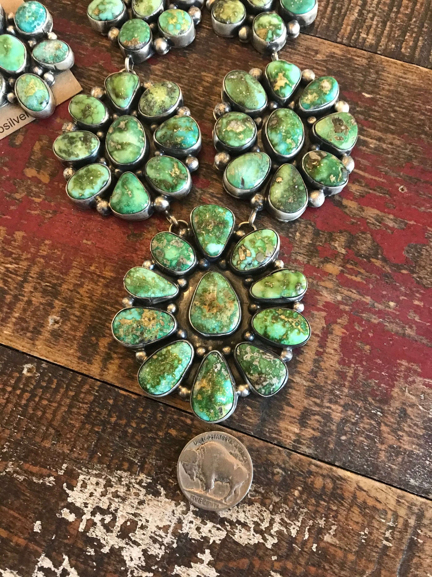 The Ladue Sonoran Gold Cluster Necklace Set-Necklaces-Calli Co., Turquoise and Silver Jewelry, Native American Handmade, Zuni Tribe, Navajo Tribe, Brock Texas