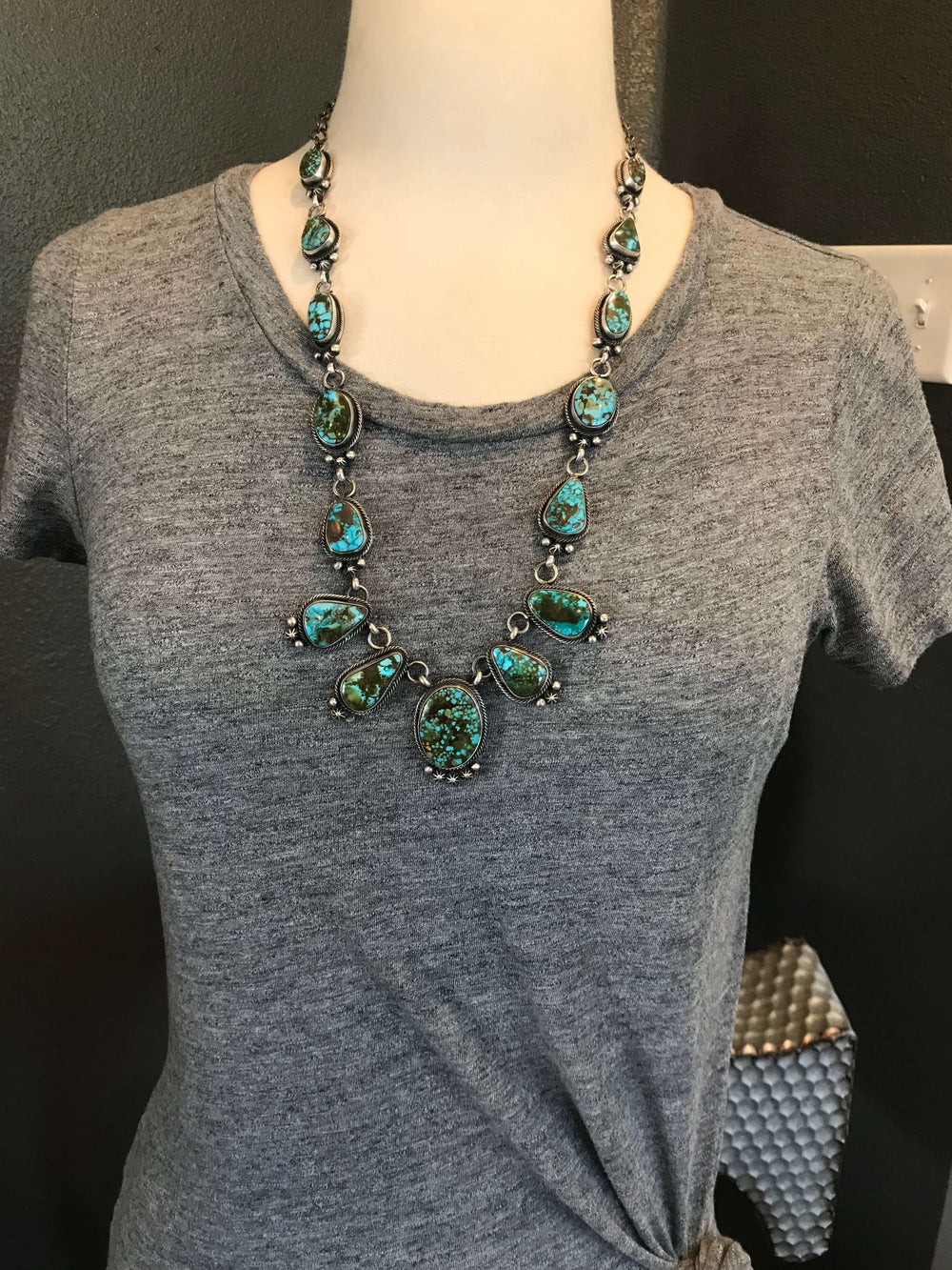 The Childress Turquoise Statement Necklace Set-Necklaces-Calli Co., Turquoise and Silver Jewelry, Native American Handmade, Zuni Tribe, Navajo Tribe, Brock Texas