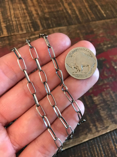 The Petite Handmade Link Chain-Necklaces-Calli Co., Turquoise and Silver Jewelry, Native American Handmade, Zuni Tribe, Navajo Tribe, Brock Texas