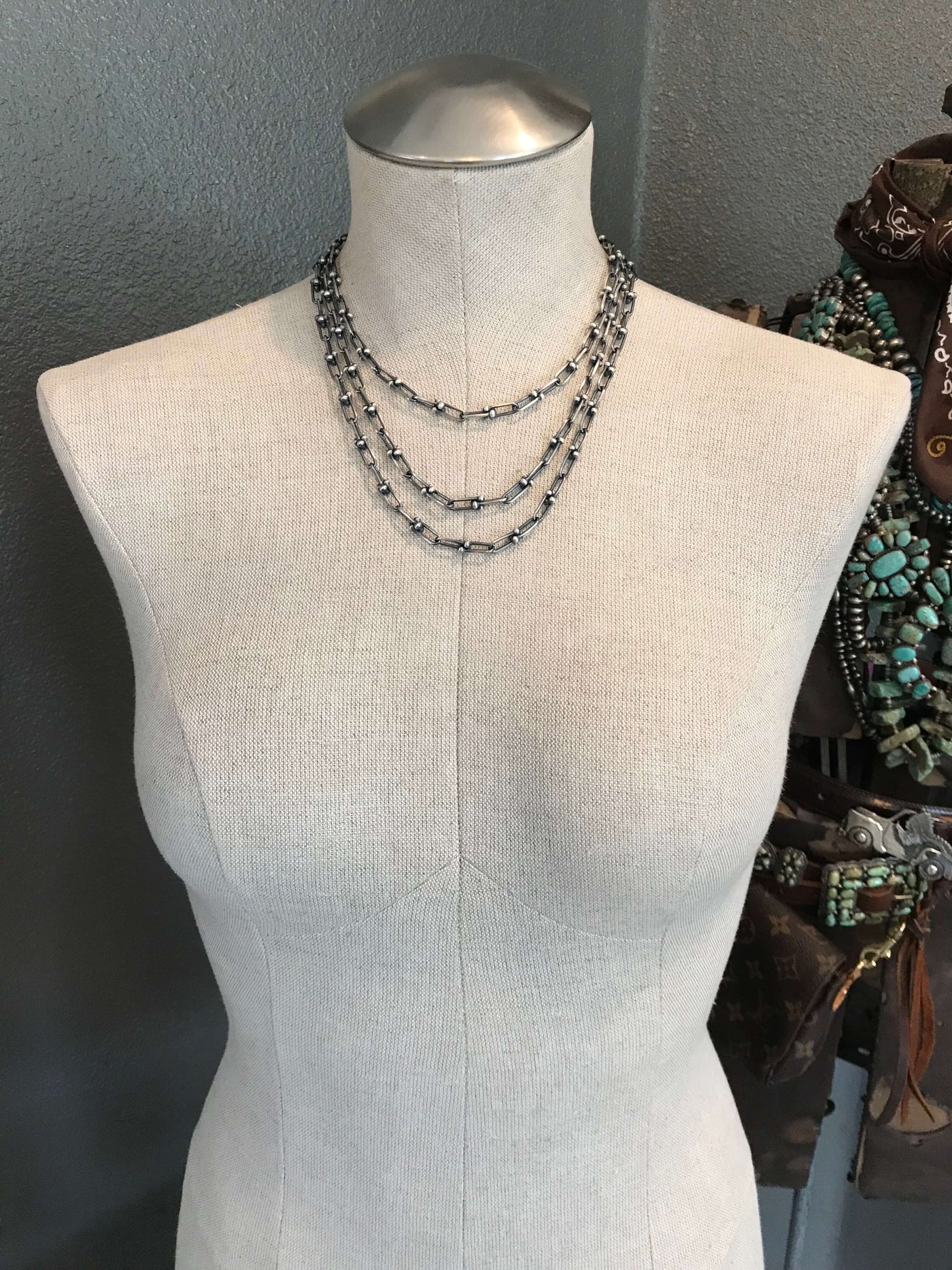 The Calli Chain-Necklaces-Calli Co., Turquoise and Silver Jewelry, Native American Handmade, Zuni Tribe, Navajo Tribe, Brock Texas