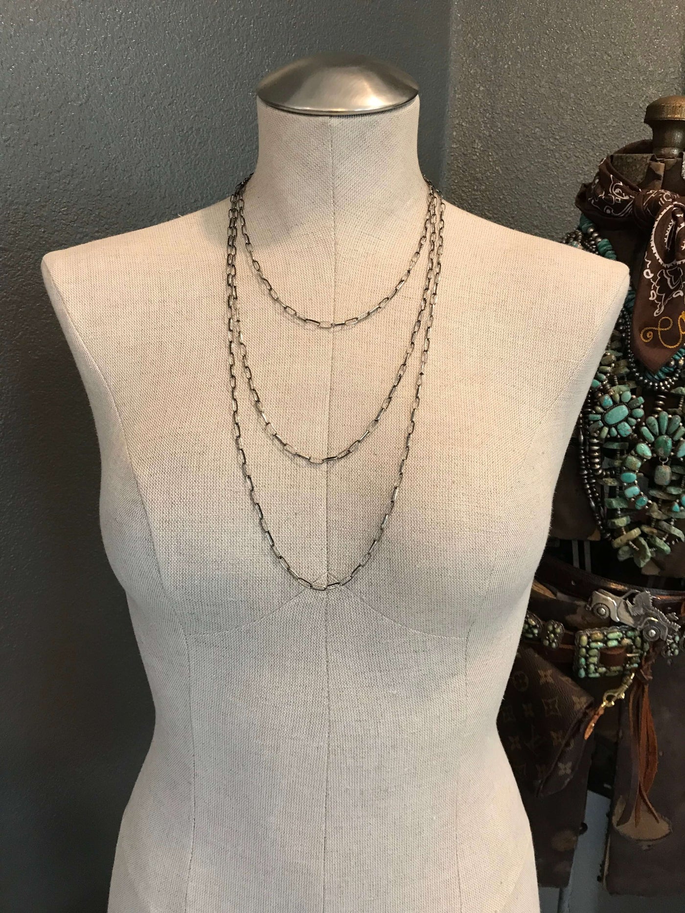 The Petite Handmade Link Chain-Necklaces-Calli Co., Turquoise and Silver Jewelry, Native American Handmade, Zuni Tribe, Navajo Tribe, Brock Texas