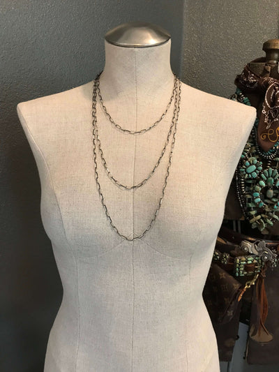 The Petite Handmade Link Chain-Necklaces-Calli Co., Turquoise and Silver Jewelry, Native American Handmade, Zuni Tribe, Navajo Tribe, Brock Texas