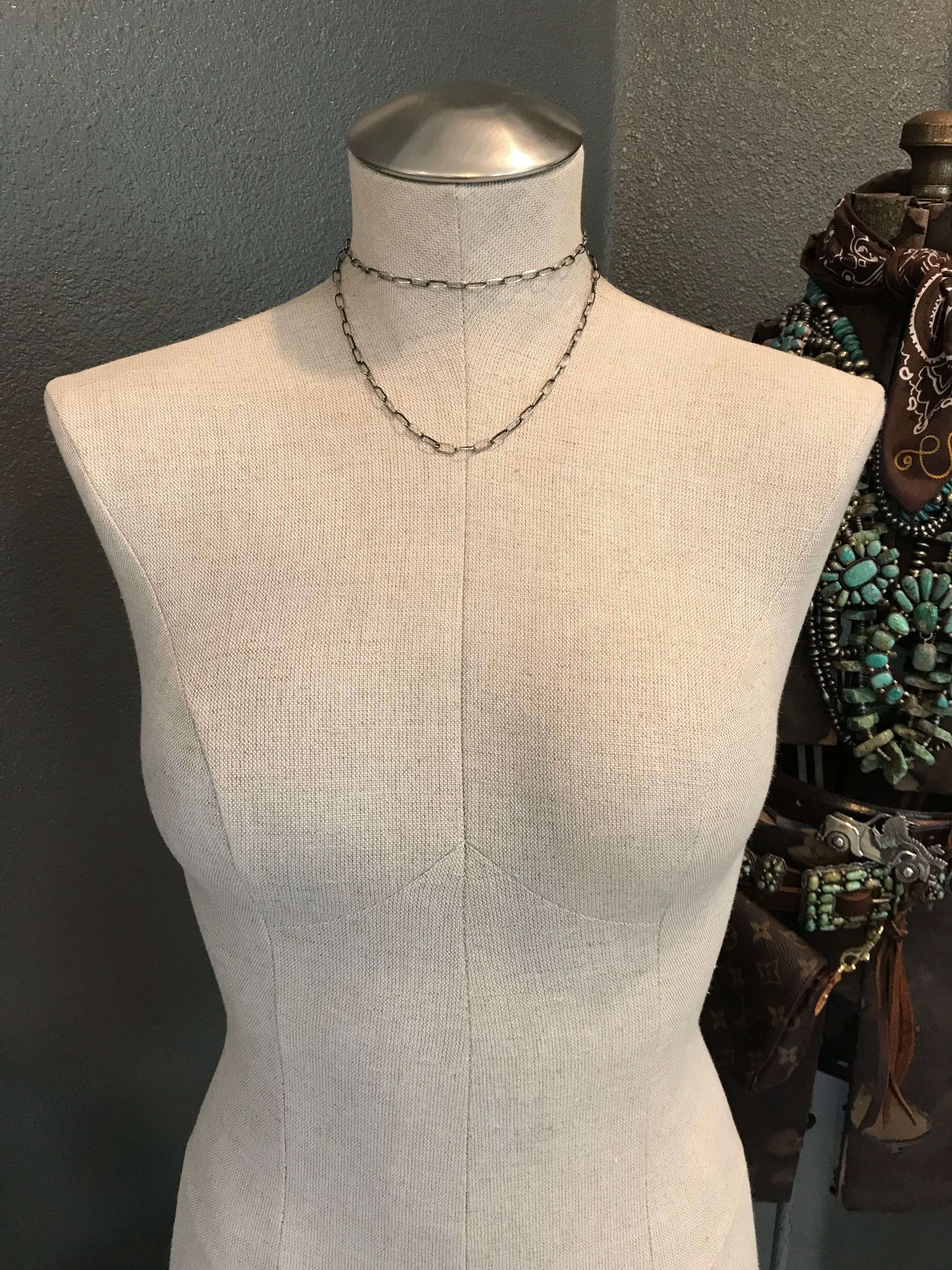 The Petite Handmade Link Chain-Necklaces-Calli Co., Turquoise and Silver Jewelry, Native American Handmade, Zuni Tribe, Navajo Tribe, Brock Texas