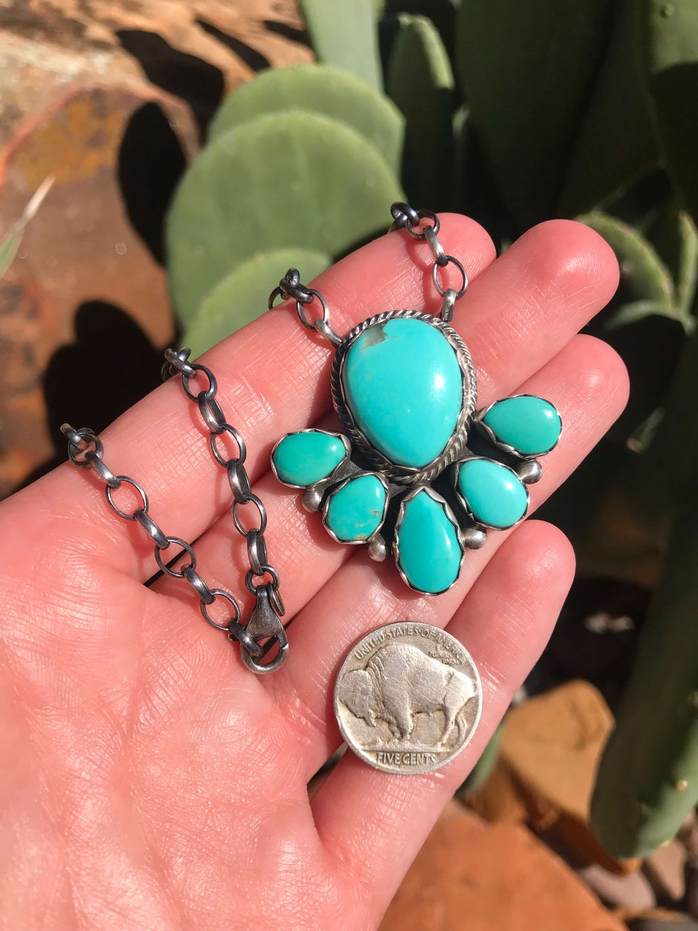 The Eastland Necklace, 7-Necklaces-Calli Co., Turquoise and Silver Jewelry, Native American Handmade, Zuni Tribe, Navajo Tribe, Brock Texas