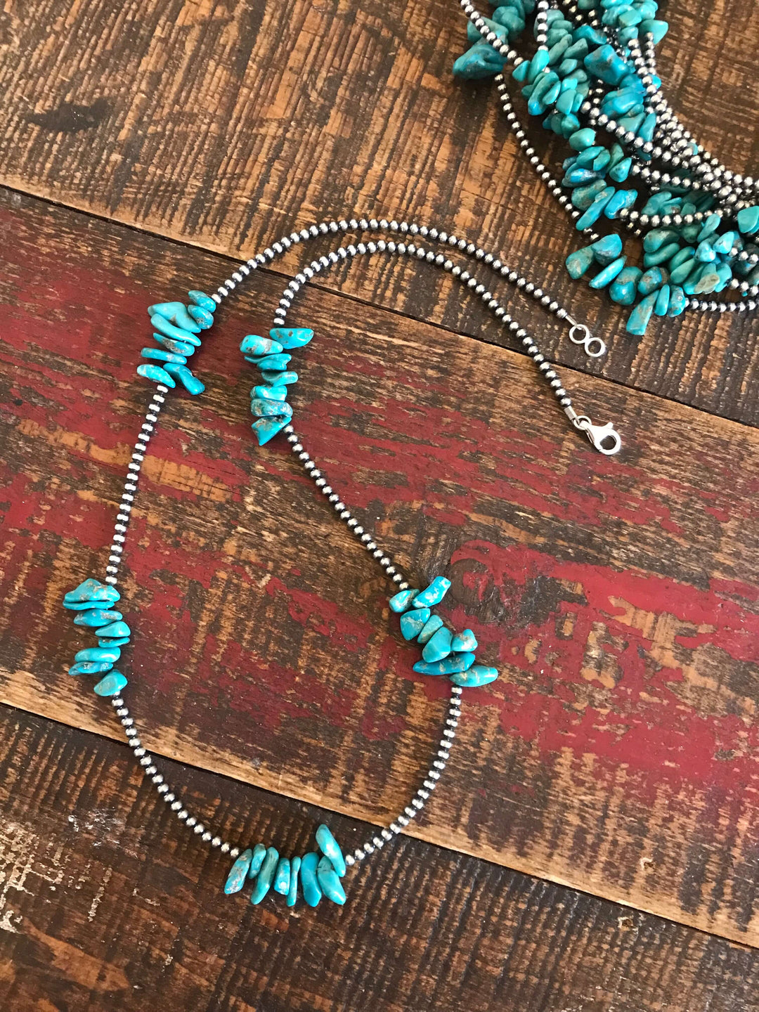 The Zoe Necklace, 24"-Necklaces-Calli Co., Turquoise and Silver Jewelry, Native American Handmade, Zuni Tribe, Navajo Tribe, Brock Texas