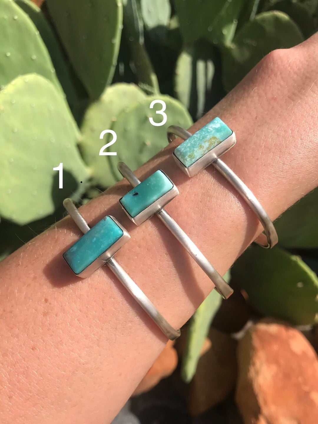 The Trego Turquoise Bar Cuffs-Bracelets & Cuffs-Calli Co., Turquoise and Silver Jewelry, Native American Handmade, Zuni Tribe, Navajo Tribe, Brock Texas
