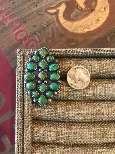 The Astoria Turquoise Cluster Ring, Sz 7.5-Rings-Calli Co., Turquoise and Silver Jewelry, Native American Handmade, Zuni Tribe, Navajo Tribe, Brock Texas