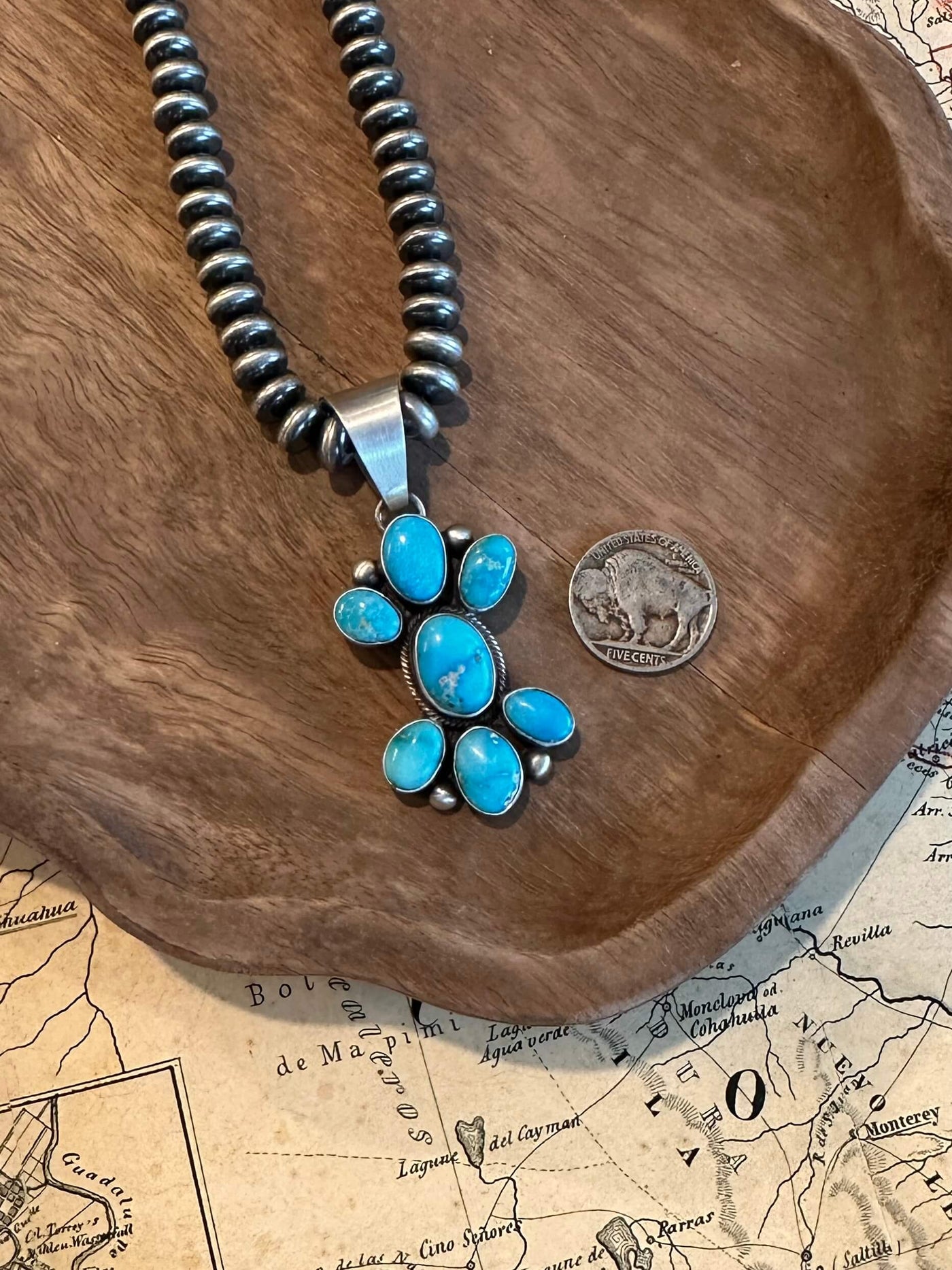 The Galway Pendant, 2-Pendants-Calli Co., Turquoise and Silver Jewelry, Native American Handmade, Zuni Tribe, Navajo Tribe, Brock Texas