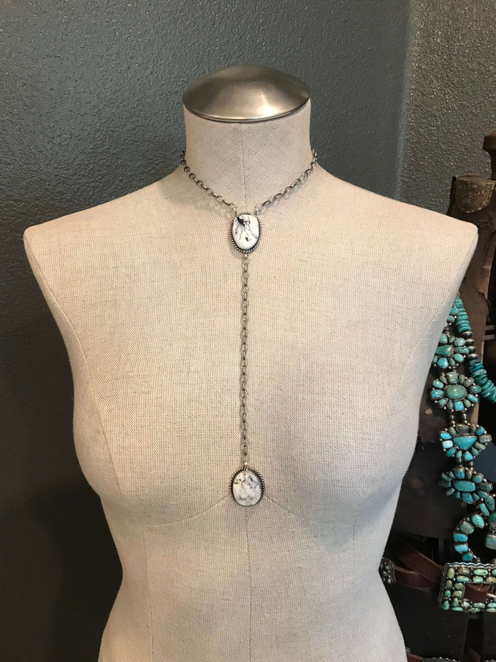The Ace Lariat Necklace, 8-Necklaces-Calli Co., Turquoise and Silver Jewelry, Native American Handmade, Zuni Tribe, Navajo Tribe, Brock Texas