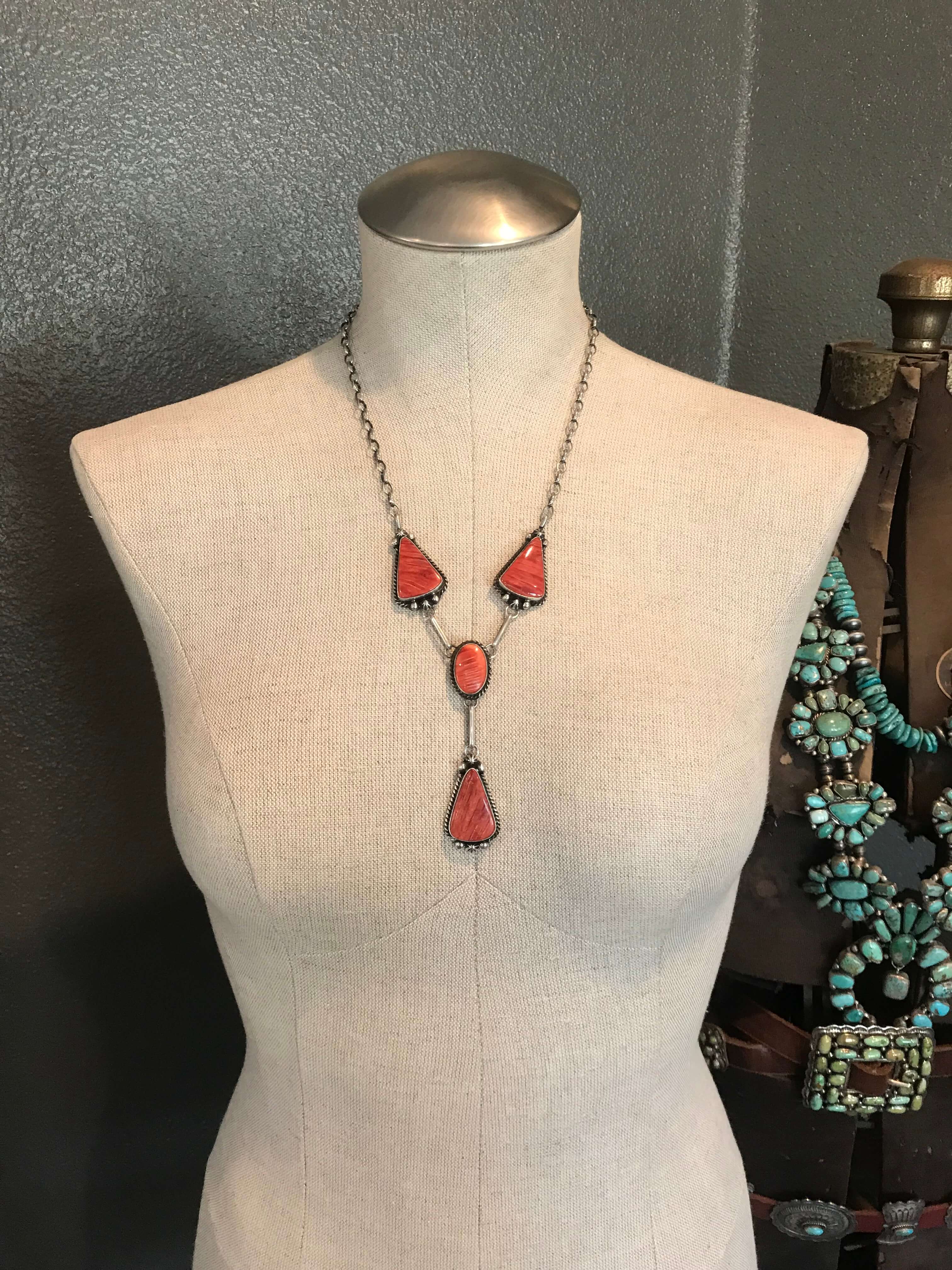 The Bronson Lariat Necklace Set-Necklaces-Calli Co., Turquoise and Silver Jewelry, Native American Handmade, Zuni Tribe, Navajo Tribe, Brock Texas