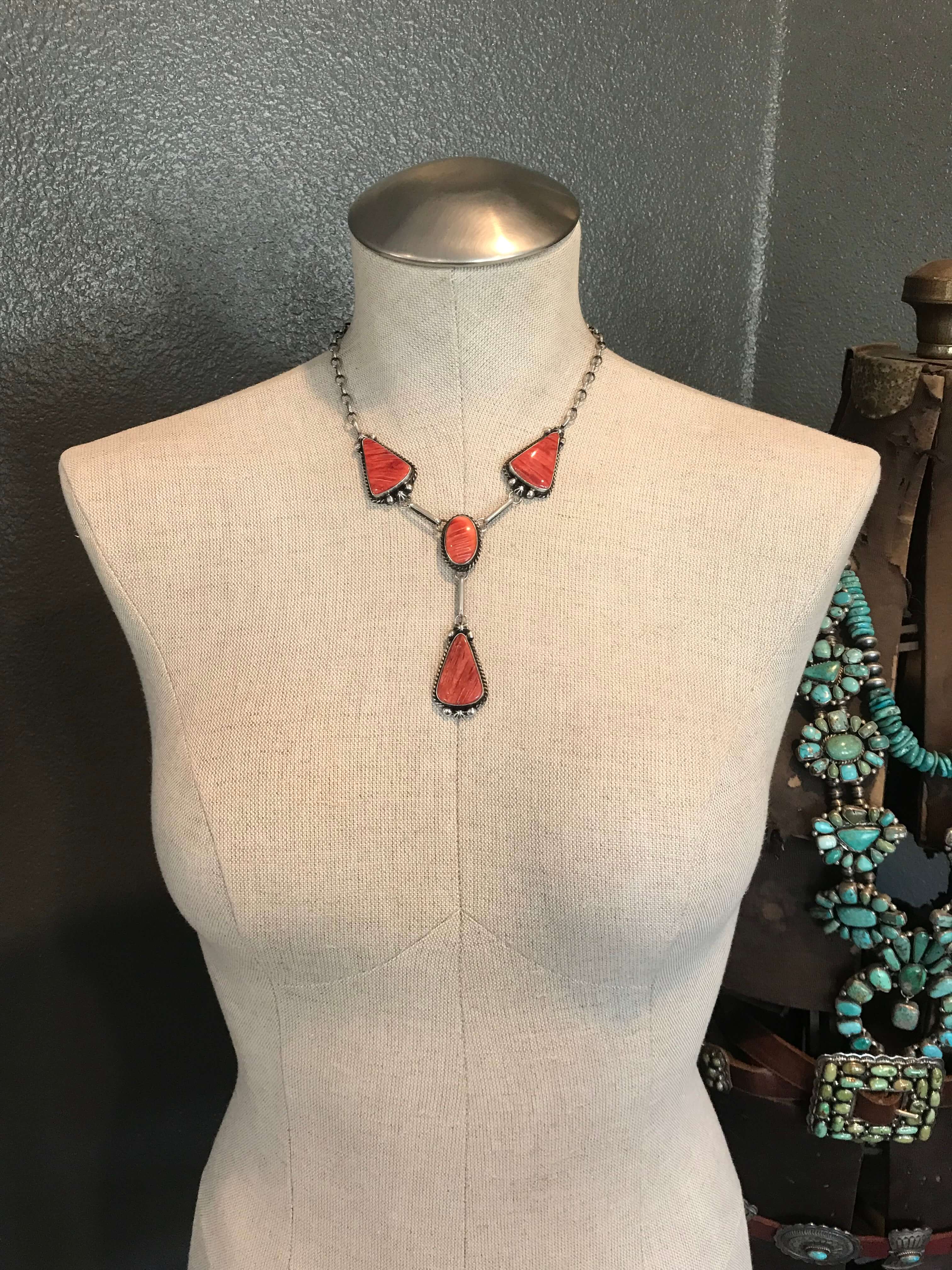 The Bronson Lariat Necklace Set-Necklaces-Calli Co., Turquoise and Silver Jewelry, Native American Handmade, Zuni Tribe, Navajo Tribe, Brock Texas