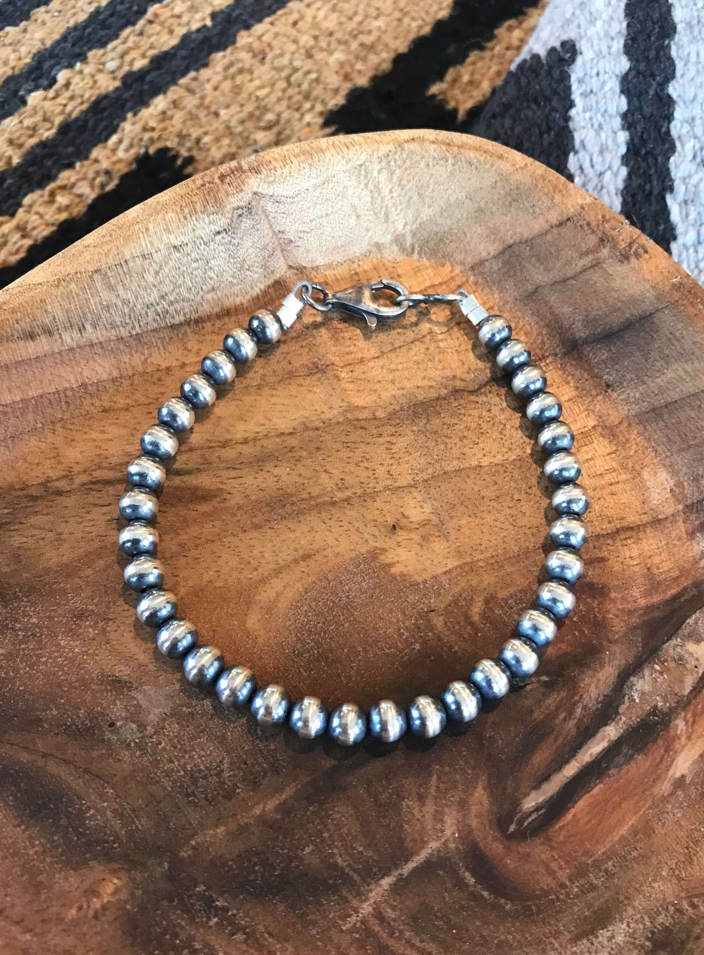 The Maverick 5mm Pearl Bracelet-Bracelets & Cuffs-Calli Co., Turquoise and Silver Jewelry, Native American Handmade, Zuni Tribe, Navajo Tribe, Brock Texas
