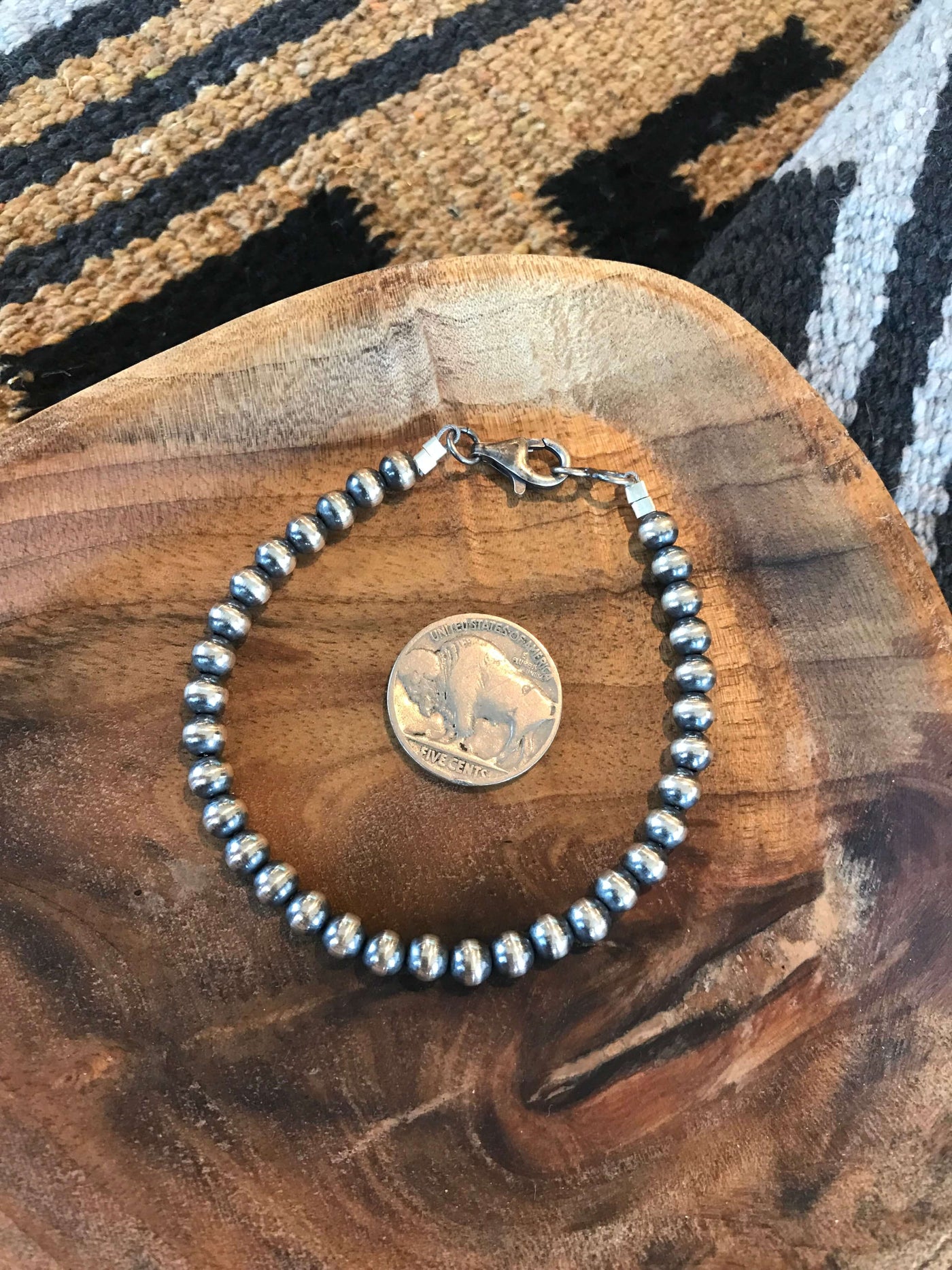 The Maverick 5mm Pearl Bracelet-Bracelets & Cuffs-Calli Co., Turquoise and Silver Jewelry, Native American Handmade, Zuni Tribe, Navajo Tribe, Brock Texas