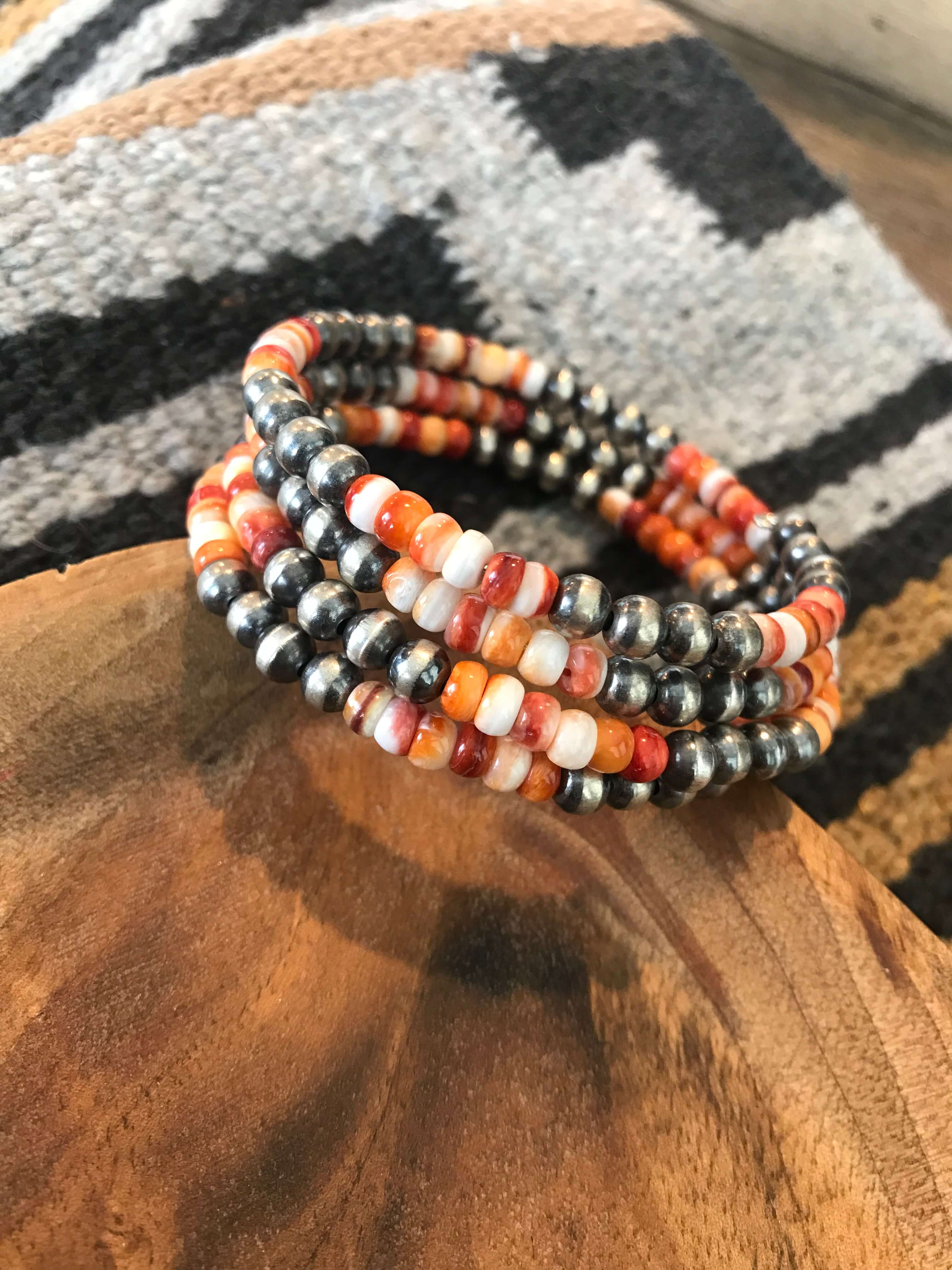 The Blaire Bracelet in Orange Spiny – Calli Co. Silver