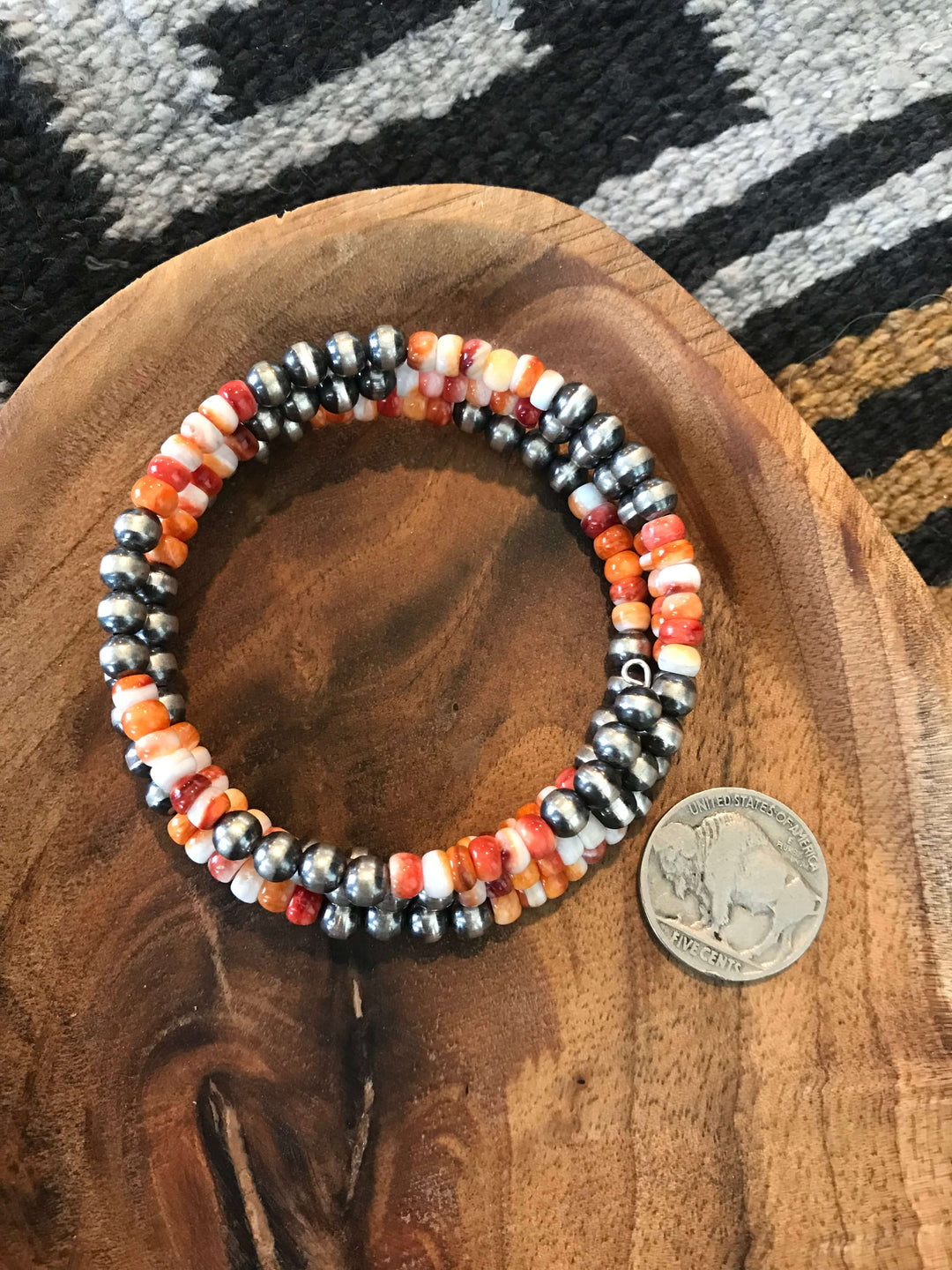 The Blaire Bracelet in Orange Spiny-Bracelets & Cuffs-Calli Co., Turquoise and Silver Jewelry, Native American Handmade, Zuni Tribe, Navajo Tribe, Brock Texas