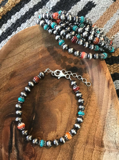 The Dakota Bracelet in Turquoise and Spiny-Bracelets & Cuffs-Calli Co., Turquoise and Silver Jewelry, Native American Handmade, Zuni Tribe, Navajo Tribe, Brock Texas