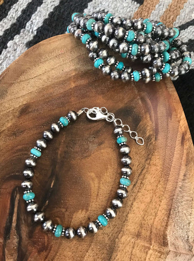 The Dakota Bracelet in Turquoise-Bracelets & Cuffs-Calli Co., Turquoise and Silver Jewelry, Native American Handmade, Zuni Tribe, Navajo Tribe, Brock Texas