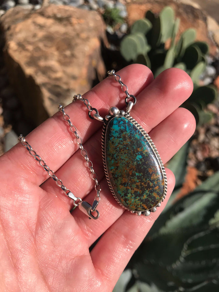 The York Turquoise Necklace, 1-Necklaces-Calli Co., Turquoise and Silver Jewelry, Native American Handmade, Zuni Tribe, Navajo Tribe, Brock Texas