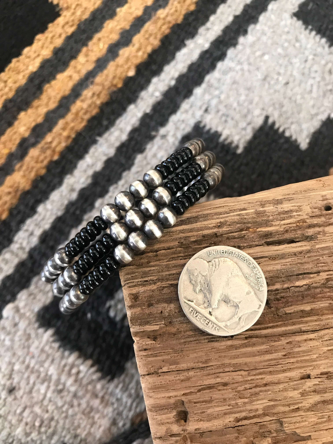 The Blaire Bracelet in Onyx-Bracelets & Cuffs-Calli Co., Turquoise and Silver Jewelry, Native American Handmade, Zuni Tribe, Navajo Tribe, Brock Texas