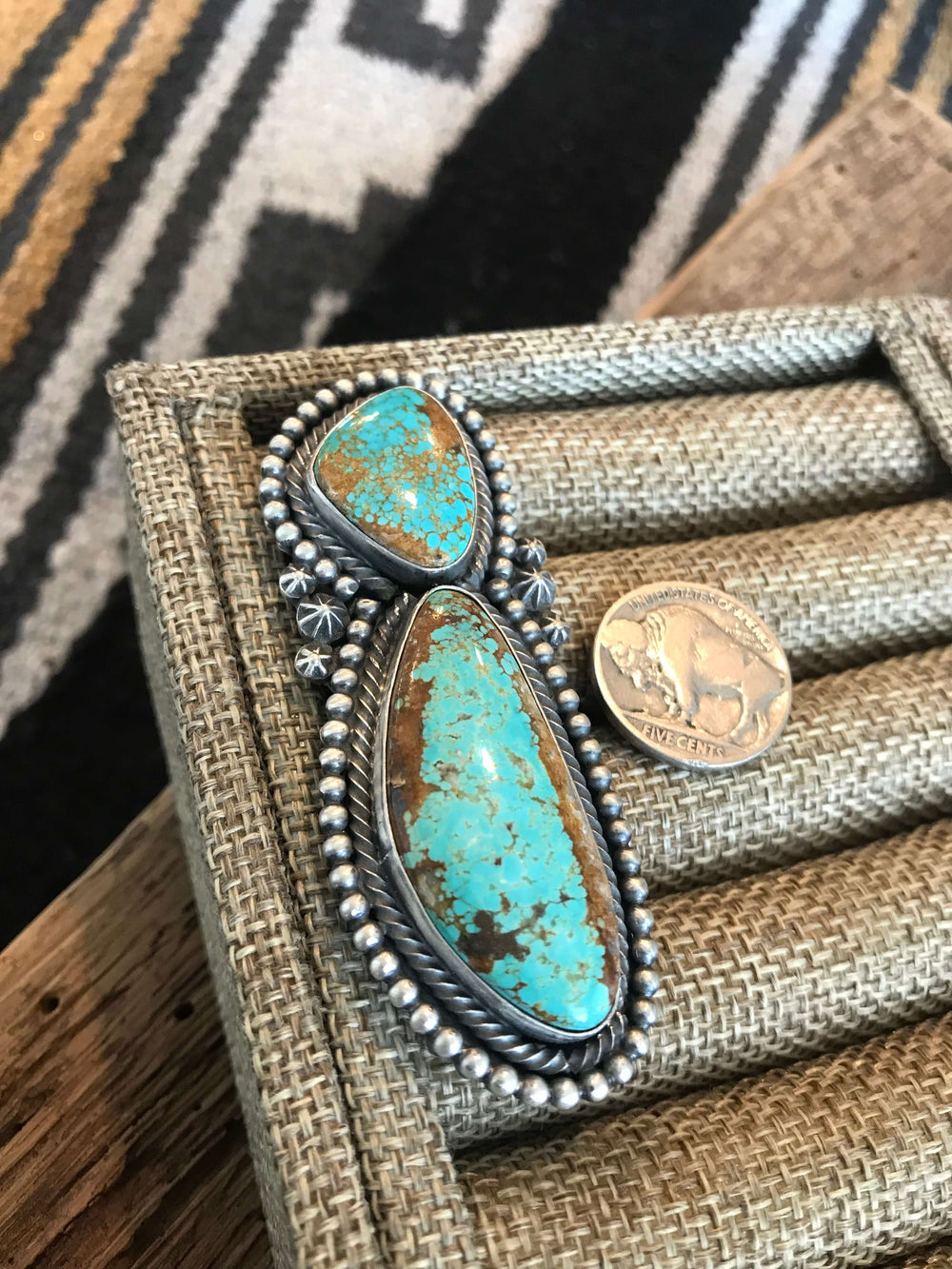 The Mexia Ring, Sz 8-Rings-Calli Co., Turquoise and Silver Jewelry, Native American Handmade, Zuni Tribe, Navajo Tribe, Brock Texas