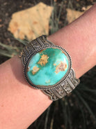 The Santorini Turquoise Cuff-Bracelets & Cuffs-Calli Co., Turquoise and Silver Jewelry, Native American Handmade, Zuni Tribe, Navajo Tribe, Brock Texas