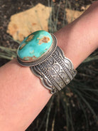 The Santorini Turquoise Cuff-Bracelets & Cuffs-Calli Co., Turquoise and Silver Jewelry, Native American Handmade, Zuni Tribe, Navajo Tribe, Brock Texas