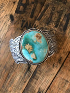 The Santorini Royston Turquoise Cuff-Bracelets & Cuffs-Calli Co., Turquoise and Silver Jewelry, Native American Handmade, Zuni Tribe, Navajo Tribe, Brock Texas