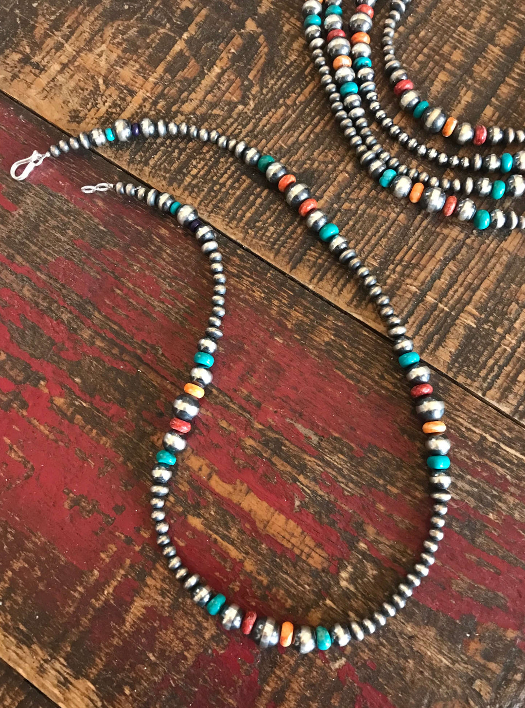 The Guadalupe Turquoise and Spiny Necklace-Necklaces-Calli Co., Turquoise and Silver Jewelry, Native American Handmade, Zuni Tribe, Navajo Tribe, Brock Texas