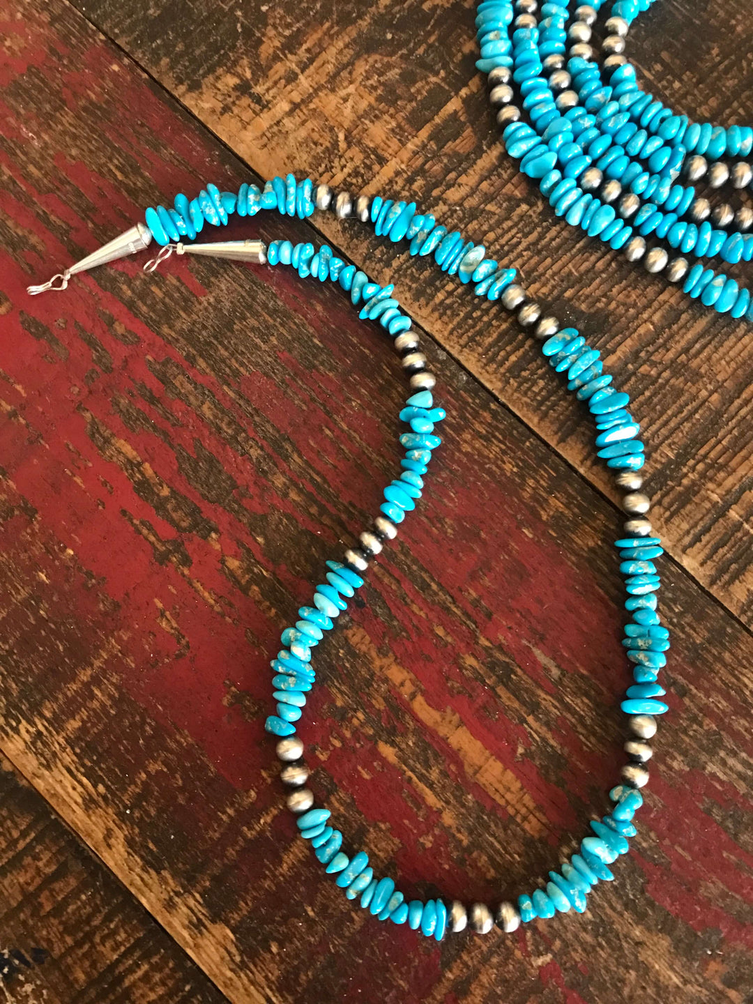The Melody Sleeping Beauty Necklace, 21"-Necklaces-Calli Co., Turquoise and Silver Jewelry, Native American Handmade, Zuni Tribe, Navajo Tribe, Brock Texas