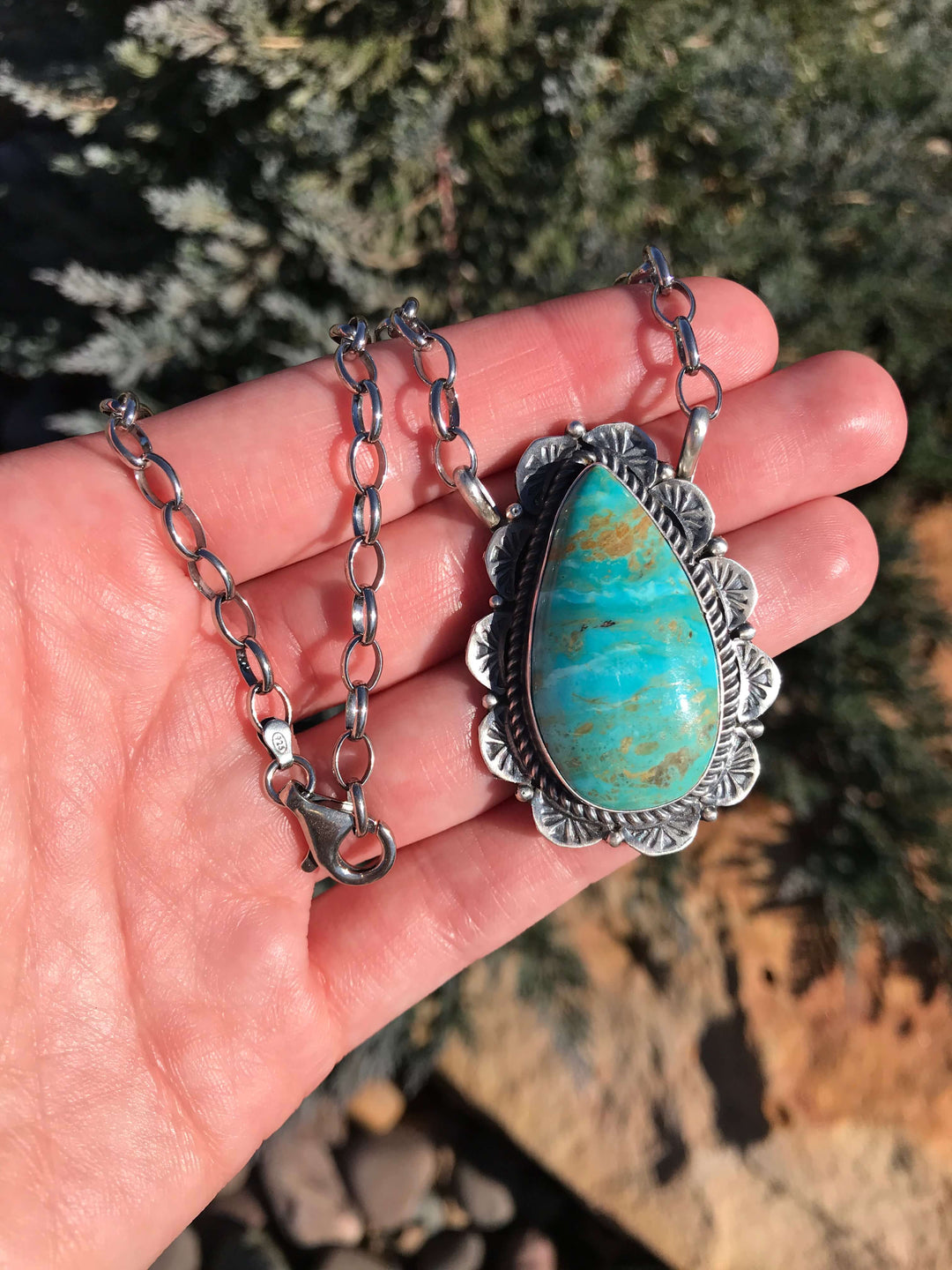 The Minidoka Turquoise Necklace, 4-Necklaces-Calli Co., Turquoise and Silver Jewelry, Native American Handmade, Zuni Tribe, Navajo Tribe, Brock Texas