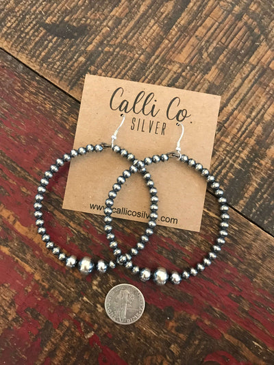 The Tule Springs Hoop Earrings-Earrings-Calli Co., Turquoise and Silver Jewelry, Native American Handmade, Zuni Tribe, Navajo Tribe, Brock Texas
