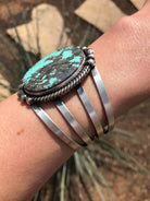 The Moody #8 Turquoise Cuff-Bracelets & Cuffs-Calli Co., Turquoise and Silver Jewelry, Native American Handmade, Zuni Tribe, Navajo Tribe, Brock Texas