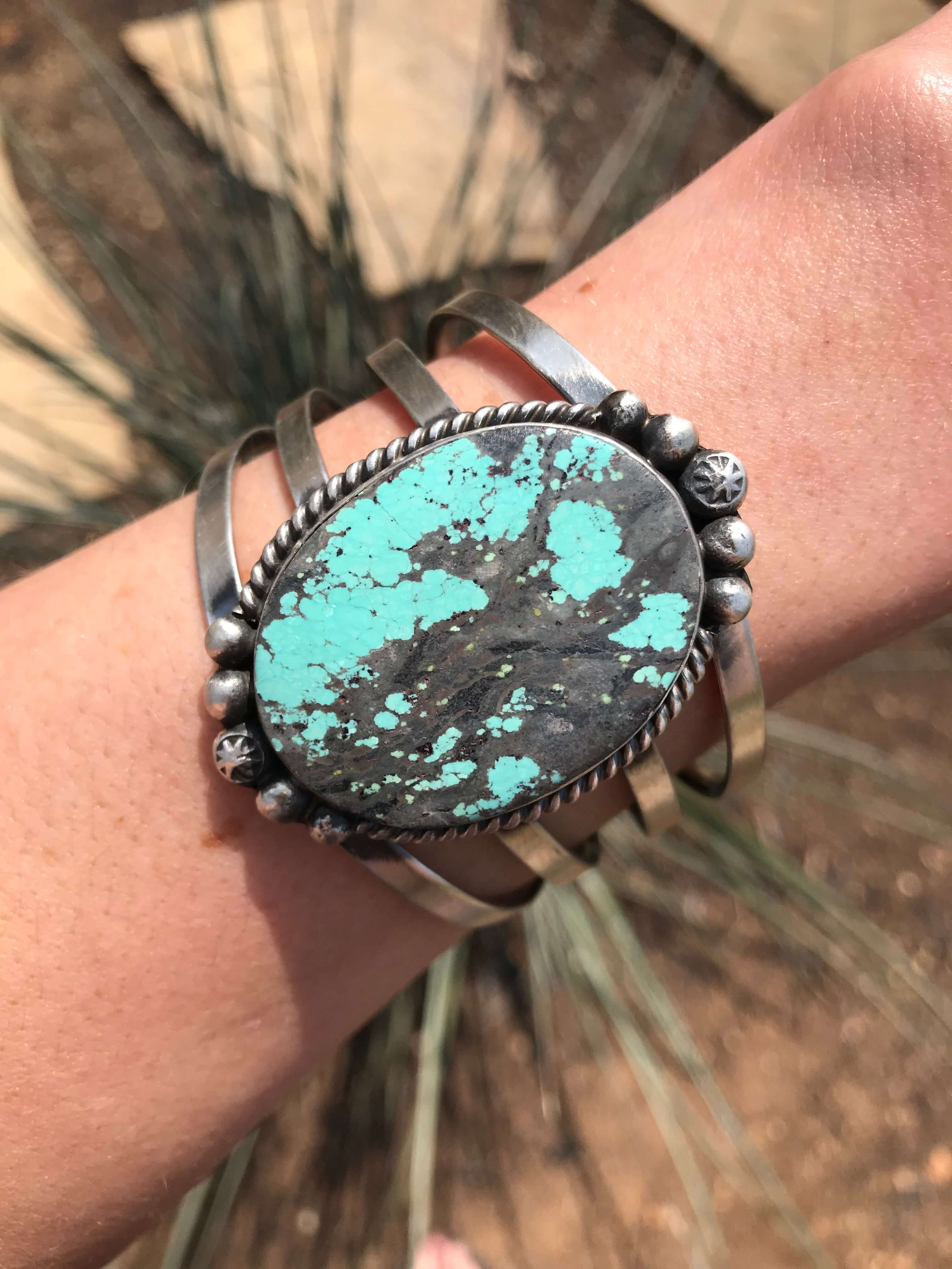 Large Turquoise Cuff Bracelet Large Native American Navajo Kingman