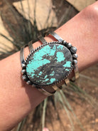 The Moody #8 Turquoise Cuff-Bracelets & Cuffs-Calli Co., Turquoise and Silver Jewelry, Native American Handmade, Zuni Tribe, Navajo Tribe, Brock Texas