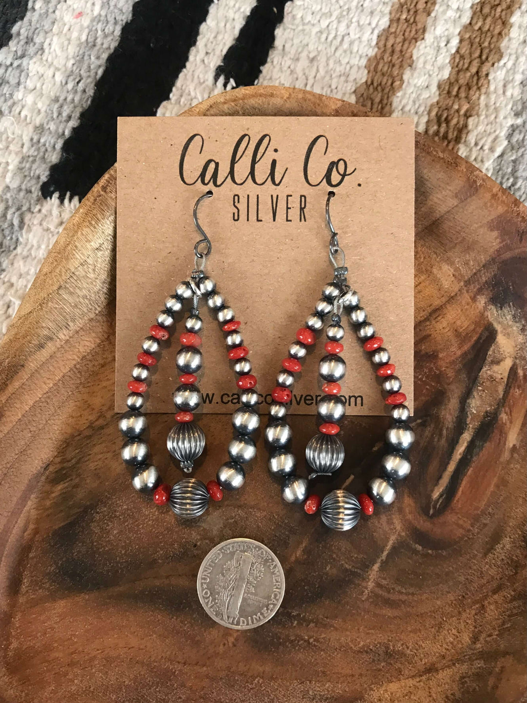 The Bennington Hoops-Earrings-Calli Co., Turquoise and Silver Jewelry, Native American Handmade, Zuni Tribe, Navajo Tribe, Brock Texas