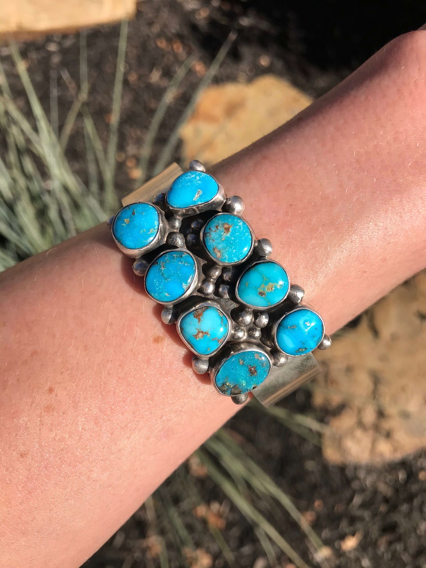 The Battleground Turquoise Cuff-Bracelets & Cuffs-Calli Co., Turquoise and Silver Jewelry, Native American Handmade, Zuni Tribe, Navajo Tribe, Brock Texas