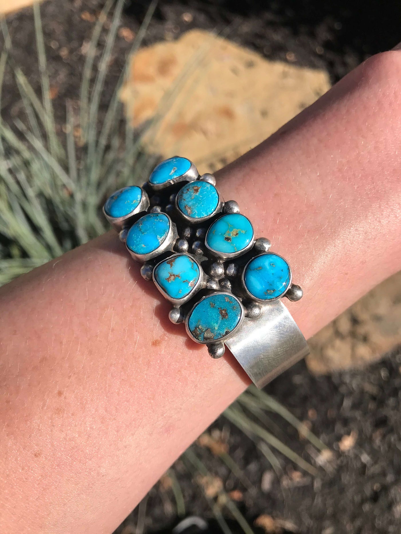 The Battleground Turquoise Cuff-Bracelets & Cuffs-Calli Co., Turquoise and Silver Jewelry, Native American Handmade, Zuni Tribe, Navajo Tribe, Brock Texas
