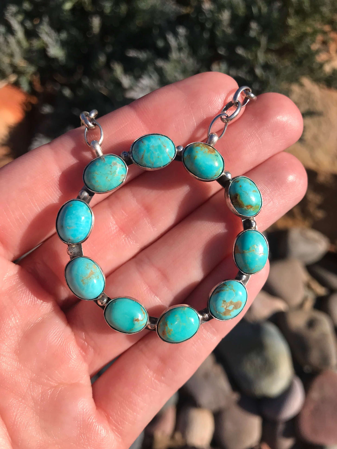 The All-Around Turquoise Necklace, 7-Necklaces-Calli Co., Turquoise and Silver Jewelry, Native American Handmade, Zuni Tribe, Navajo Tribe, Brock Texas