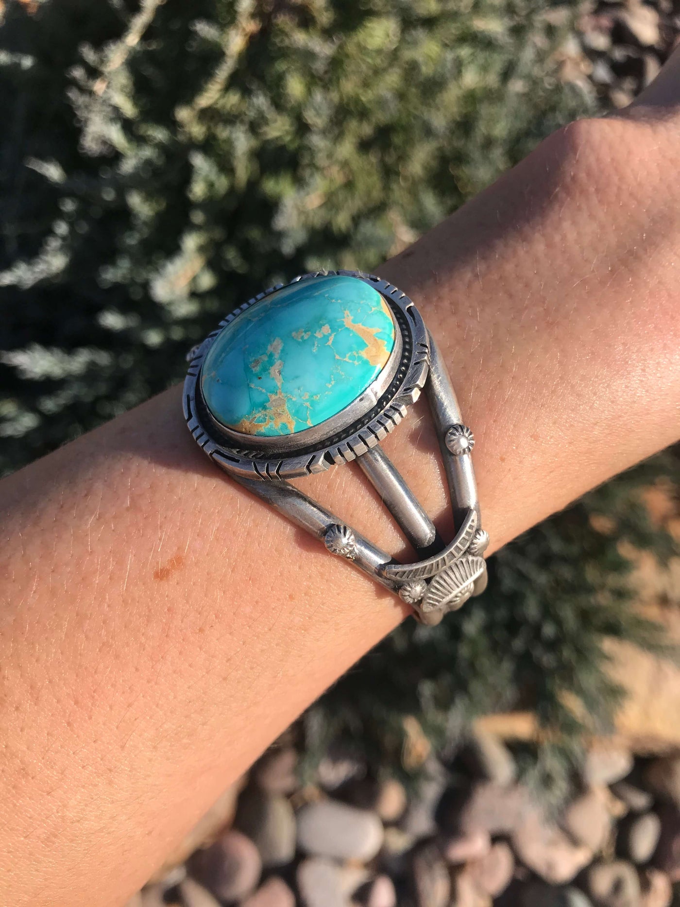 The Bairoil Turquoise Cuff-Bracelets & Cuffs-Calli Co., Turquoise and Silver Jewelry, Native American Handmade, Zuni Tribe, Navajo Tribe, Brock Texas