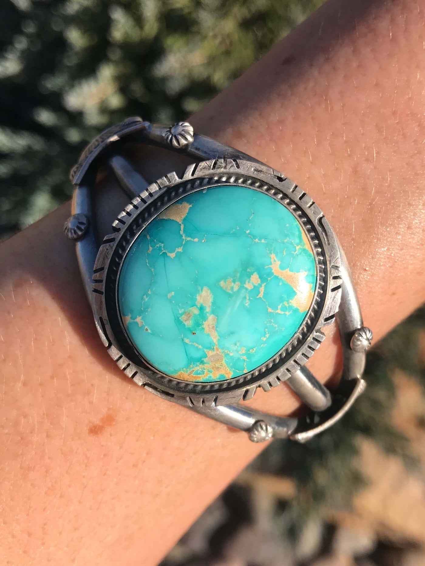 The Bairoil Turquoise Cuff-Bracelets & Cuffs-Calli Co., Turquoise and Silver Jewelry, Native American Handmade, Zuni Tribe, Navajo Tribe, Brock Texas