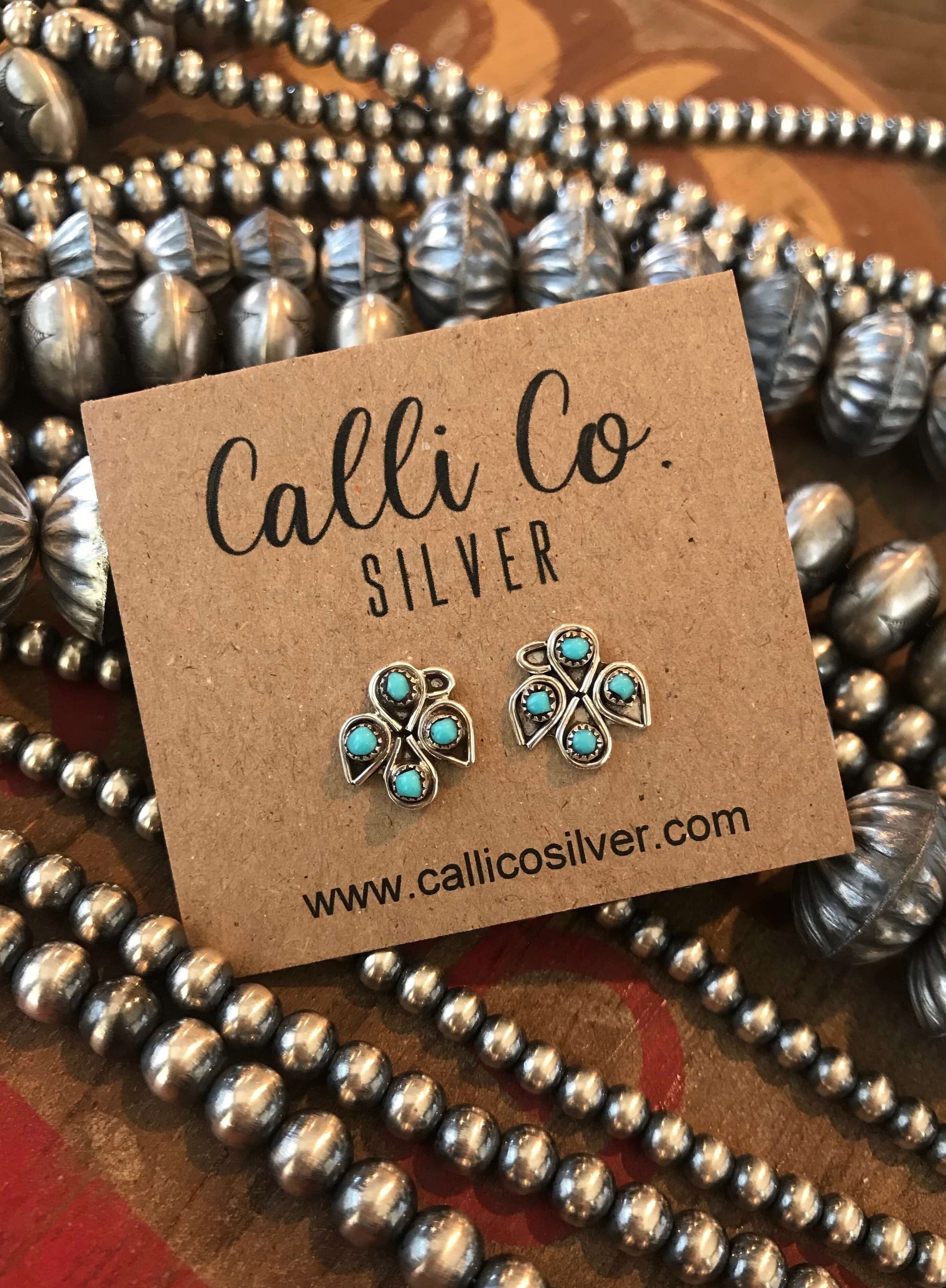 The Thunderbird Stud Earrings-Earrings-Calli Co., Turquoise and Silver Jewelry, Native American Handmade, Zuni Tribe, Navajo Tribe, Brock Texas