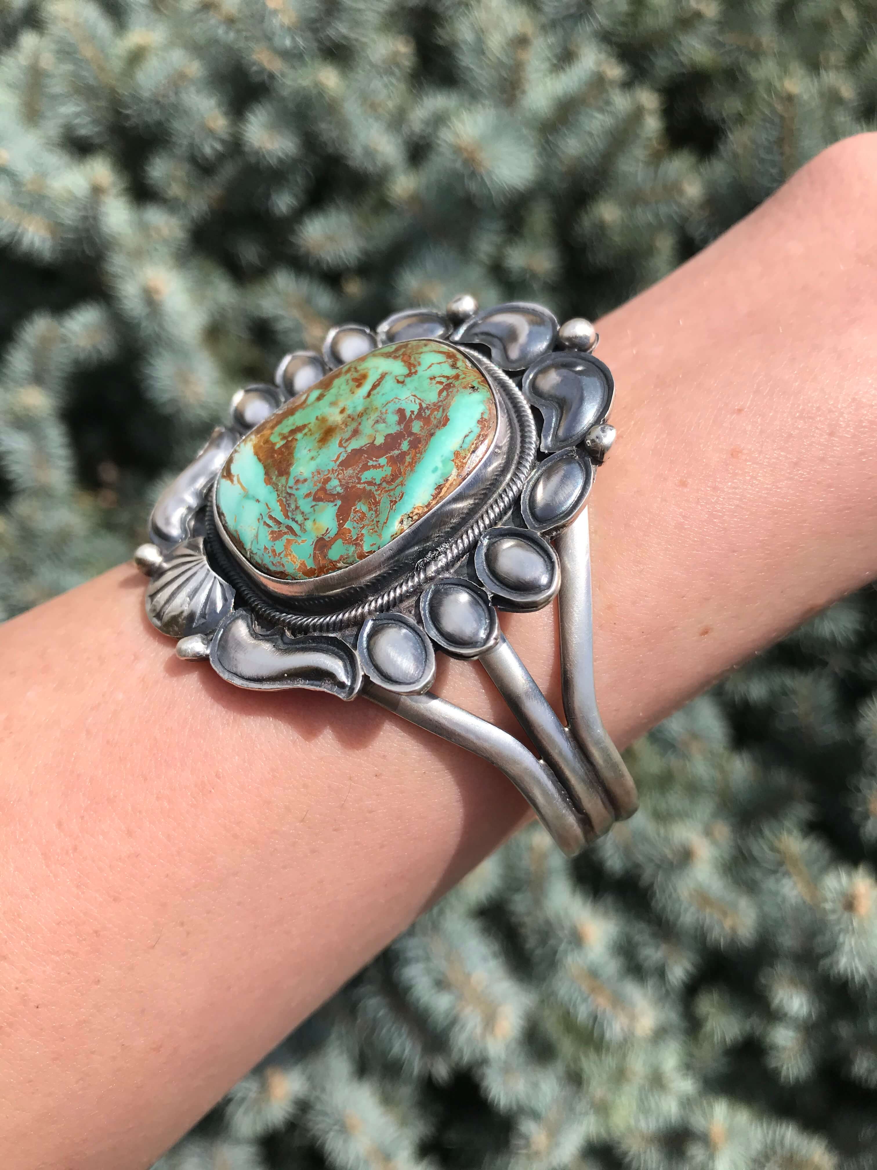 The Braybrook Royston Turquoise Cuff-Bracelets & Cuffs-Calli Co., Turquoise and Silver Jewelry, Native American Handmade, Zuni Tribe, Navajo Tribe, Brock Texas