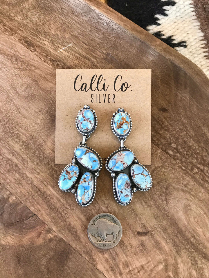 The Marcello Golden Hill Earrings, 1-Earrings-Calli Co., Turquoise and Silver Jewelry, Native American Handmade, Zuni Tribe, Navajo Tribe, Brock Texas