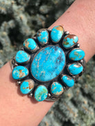 The South Hill Turquoise Cluster Cuff-Bracelets & Cuffs-Calli Co., Turquoise and Silver Jewelry, Native American Handmade, Zuni Tribe, Navajo Tribe, Brock Texas