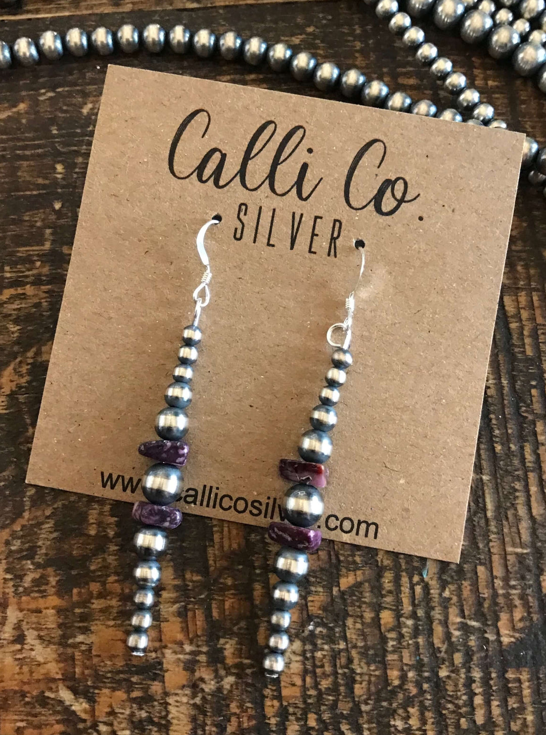 The Murtaugh Purple Spiny Earrings-Earrings-Calli Co., Turquoise and Silver Jewelry, Native American Handmade, Zuni Tribe, Navajo Tribe, Brock Texas