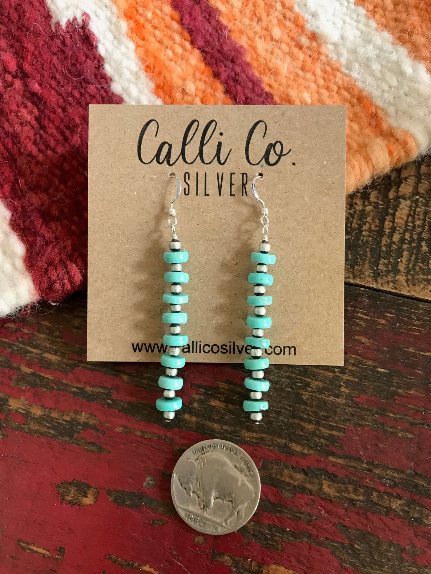 The Hanson Turquoise and Pearl Earrings-Earrings-Calli Co., Turquoise and Silver Jewelry, Native American Handmade, Zuni Tribe, Navajo Tribe, Brock Texas