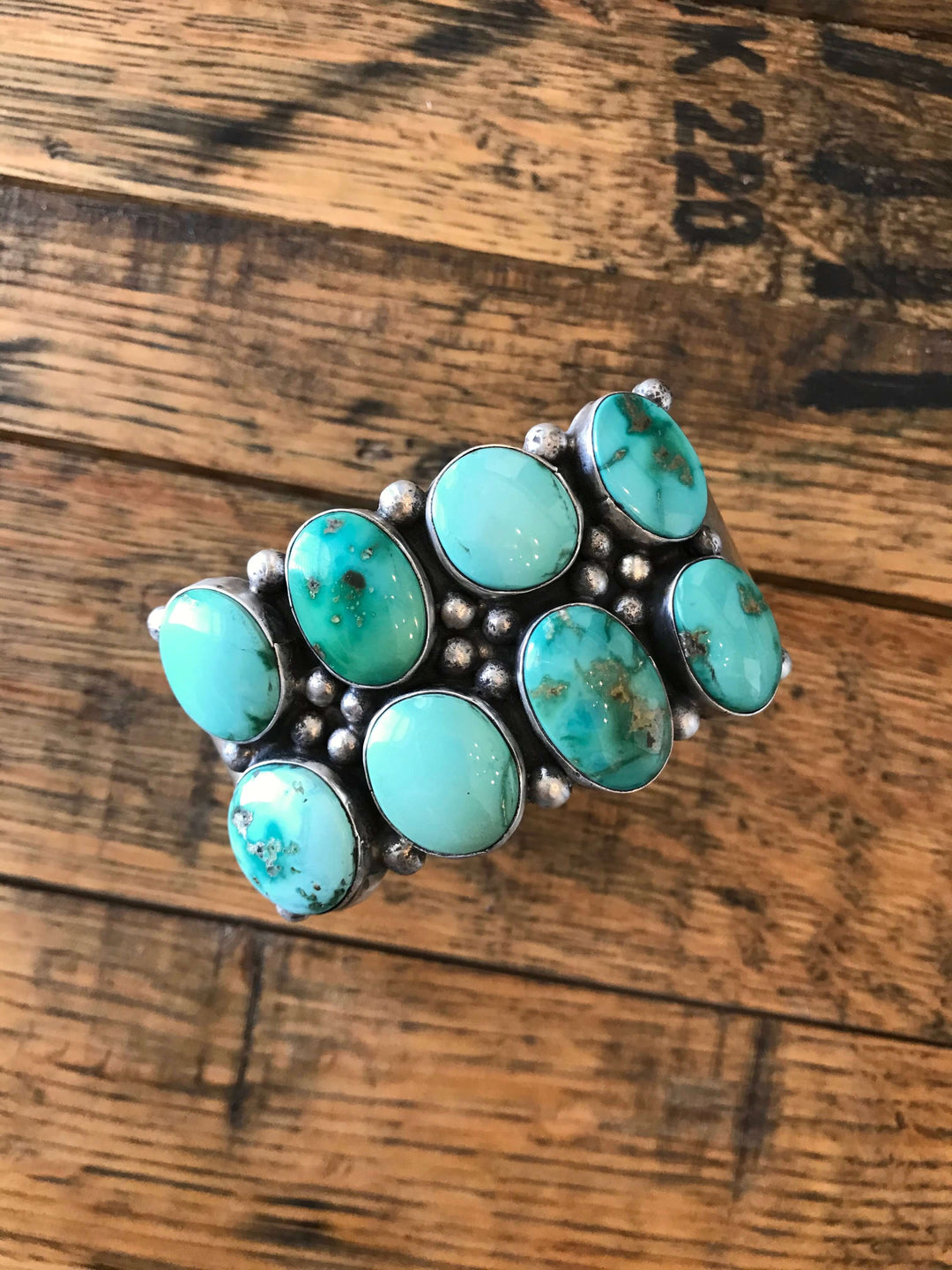 The War Wagon Turquoise Cuff, 1-Bracelets & Cuffs-Calli Co., Turquoise and Silver Jewelry, Native American Handmade, Zuni Tribe, Navajo Tribe, Brock Texas