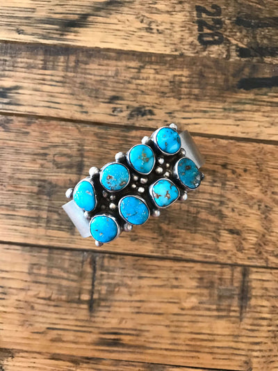 The Battleground Turquoise Cuff-Bracelets & Cuffs-Calli Co., Turquoise and Silver Jewelry, Native American Handmade, Zuni Tribe, Navajo Tribe, Brock Texas