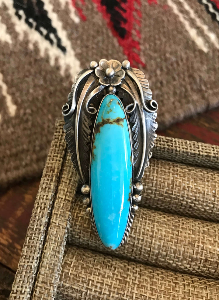 The Brentwood Turquoise Ring, Adjustable-Rings-Calli Co., Turquoise and Silver Jewelry, Native American Handmade, Zuni Tribe, Navajo Tribe, Brock Texas