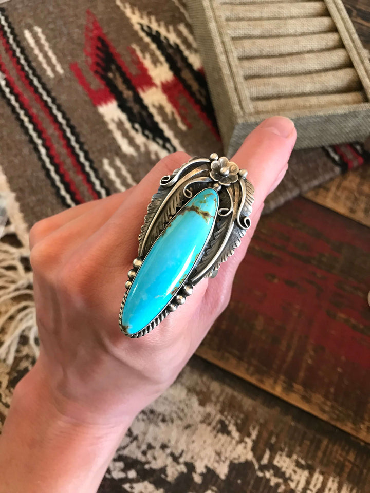 The Brentwood Turquoise Ring, Adjustable-Rings-Calli Co., Turquoise and Silver Jewelry, Native American Handmade, Zuni Tribe, Navajo Tribe, Brock Texas